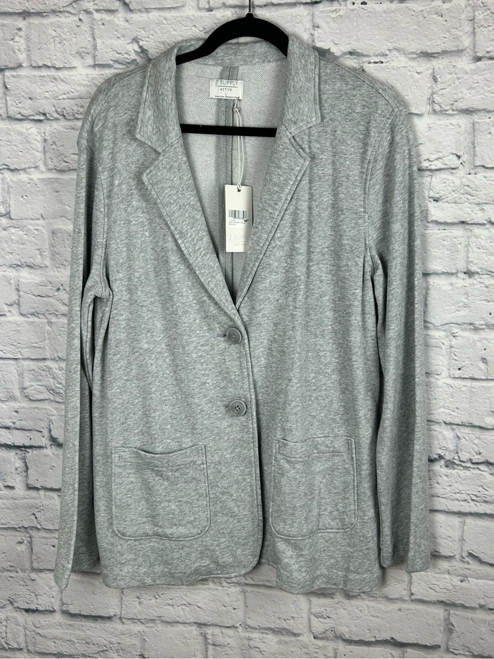 Z Supply Active Fridays Gray Knit Blazer Jacket Women’s L NWT Cotton Blend